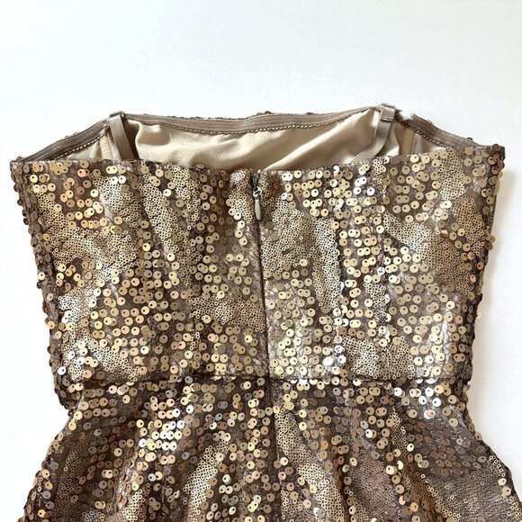BCBGMAXAZRIA Carole Gold Sequin Strapless Mini Dress Size 0 Party Showgirl - Picture 12 of 13